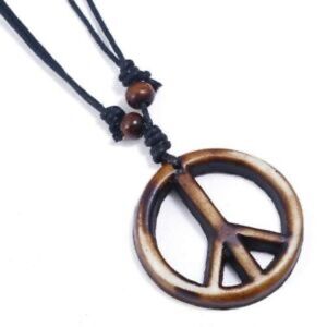 Unisex Mens Womens Resin Peace Sign Symbol Pendant Necklace‎ Jewelry Rope